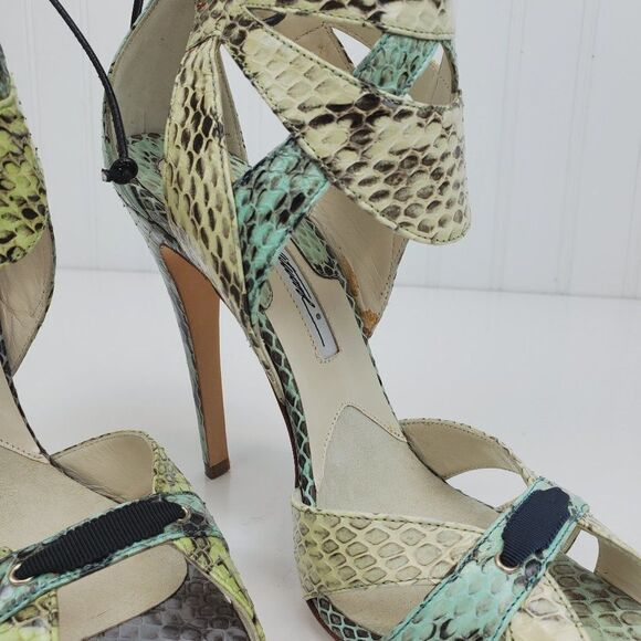 MISMATCHED Brian Atwood Uma Snakeskin Multicolored High Heels Sandals SH-034 - Picture 14 of 15